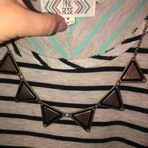 Striped top with necklace